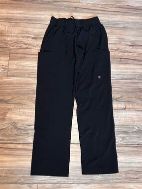Women's Black Drawstring Wide-Leg Cargo Scrub Pants